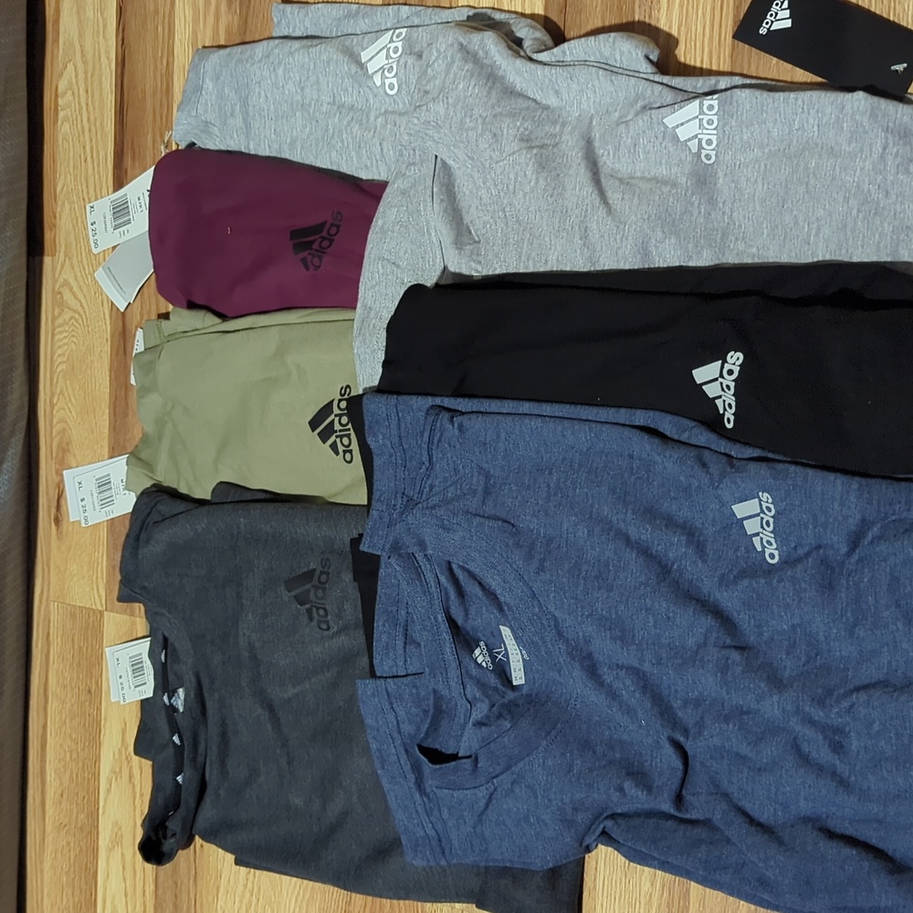 7 adidas Tshirts. All size XL. Short sleeve shirts.